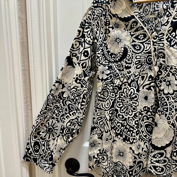 Umgee Tunic Top Women's Size L Mixed Floral Print Hi Low Hem Boho Chic Feminine - Picture 7 of 16